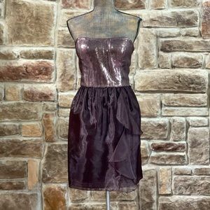 NWOT Aidan Mattox- Brown Sequin Strapless Dress, Size 14